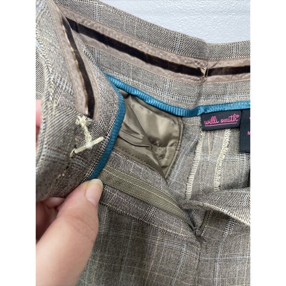 Willi Smith Vtg Y2K Brown Window Pane Plaid Slacks Pants Wide Leg Womens‎ 10 NWT - Picture 8 of 16